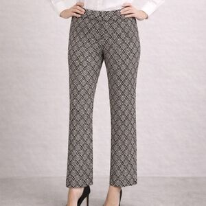 Roz & Ali Black and White Geometric Women's Pants